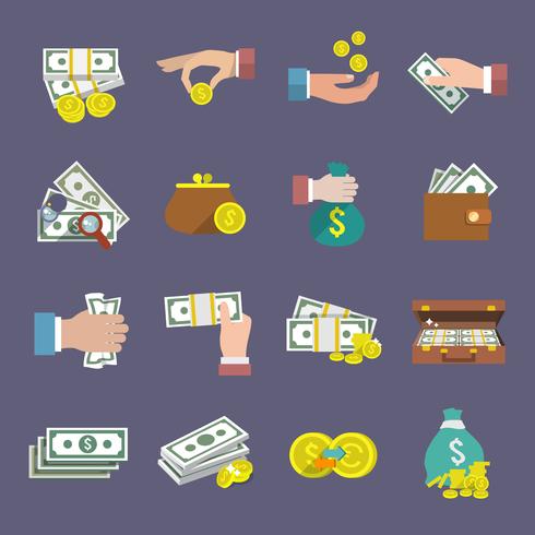 Money icon flat vector