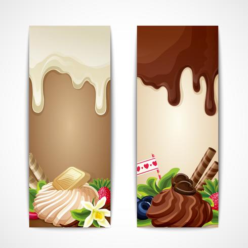 Banners de chocolate verticales vector