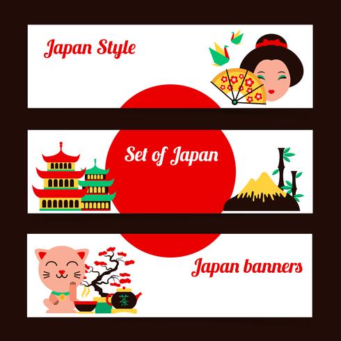Japan banner set vector