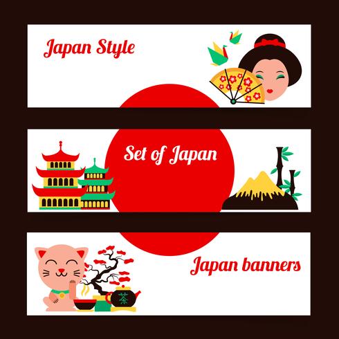 Conjunto de banners de Japón vector