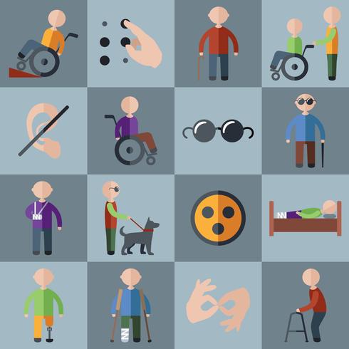 Disabled icons set vector