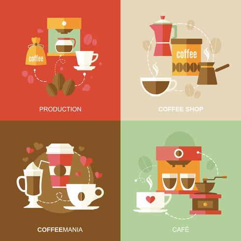 Coffee icons flat vector