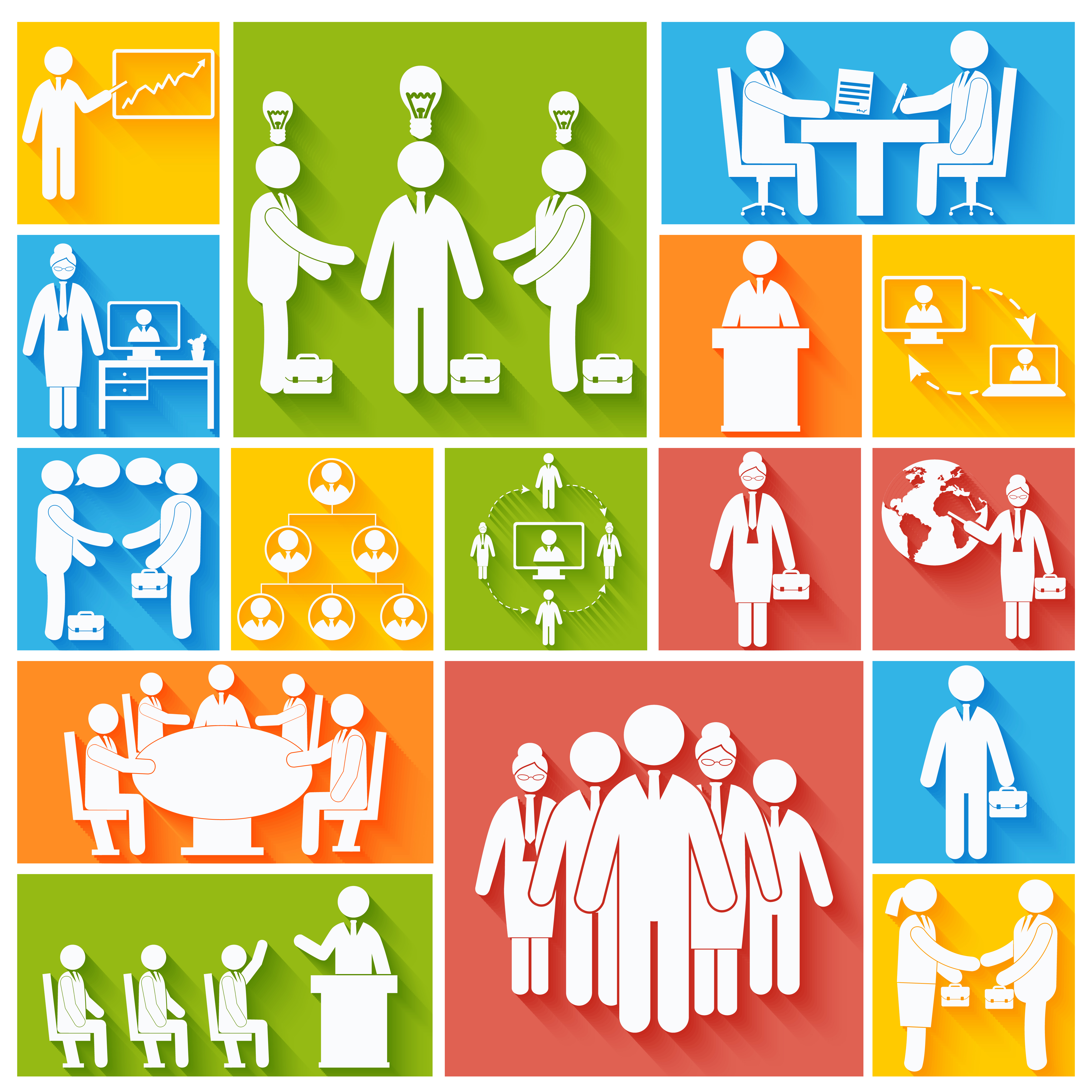 Meeting icons set flat 438902 Vector Art at Vecteezy