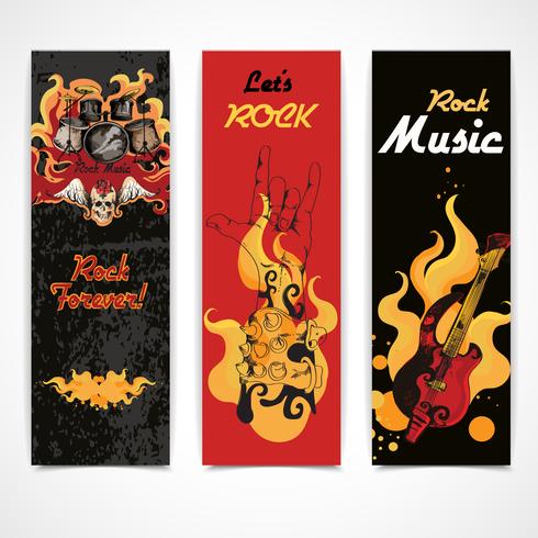 Conjunto de banners de música rock. vector