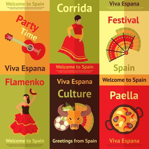 Spain retro posters set vector