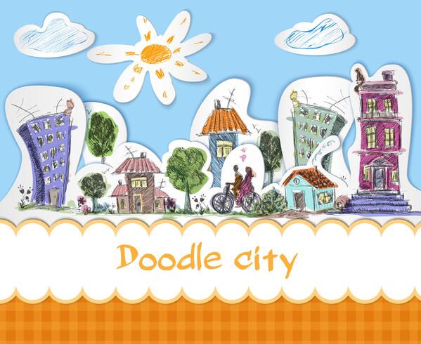 City doodle poster vector