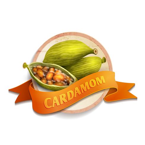 Cardamom ribbon badge vector