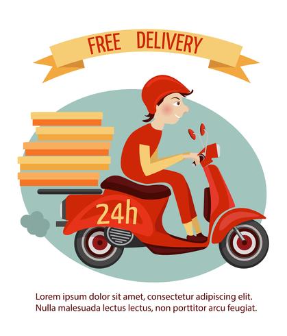 Scooter delivery poster vector
