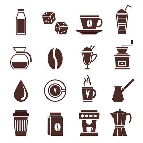 Coffee icons monochrome vector