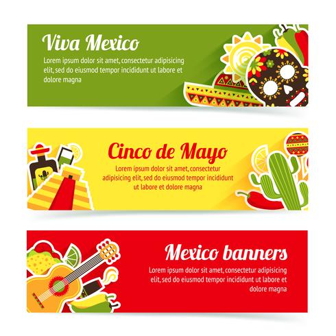 Conjunto de banners de mexico vector