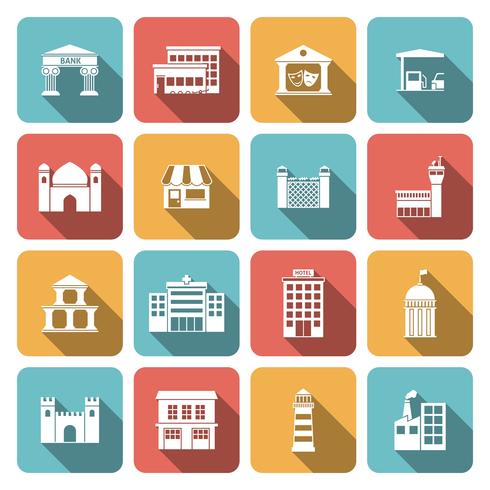 Government buildings icons vector