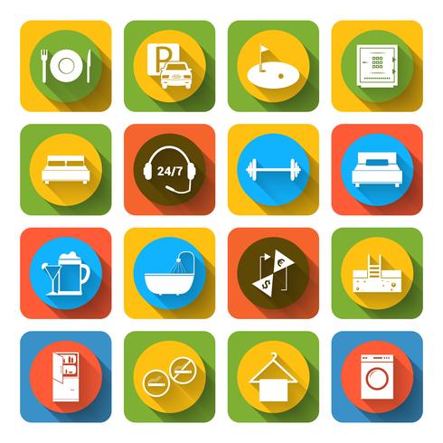 Hotel icons set flat vector