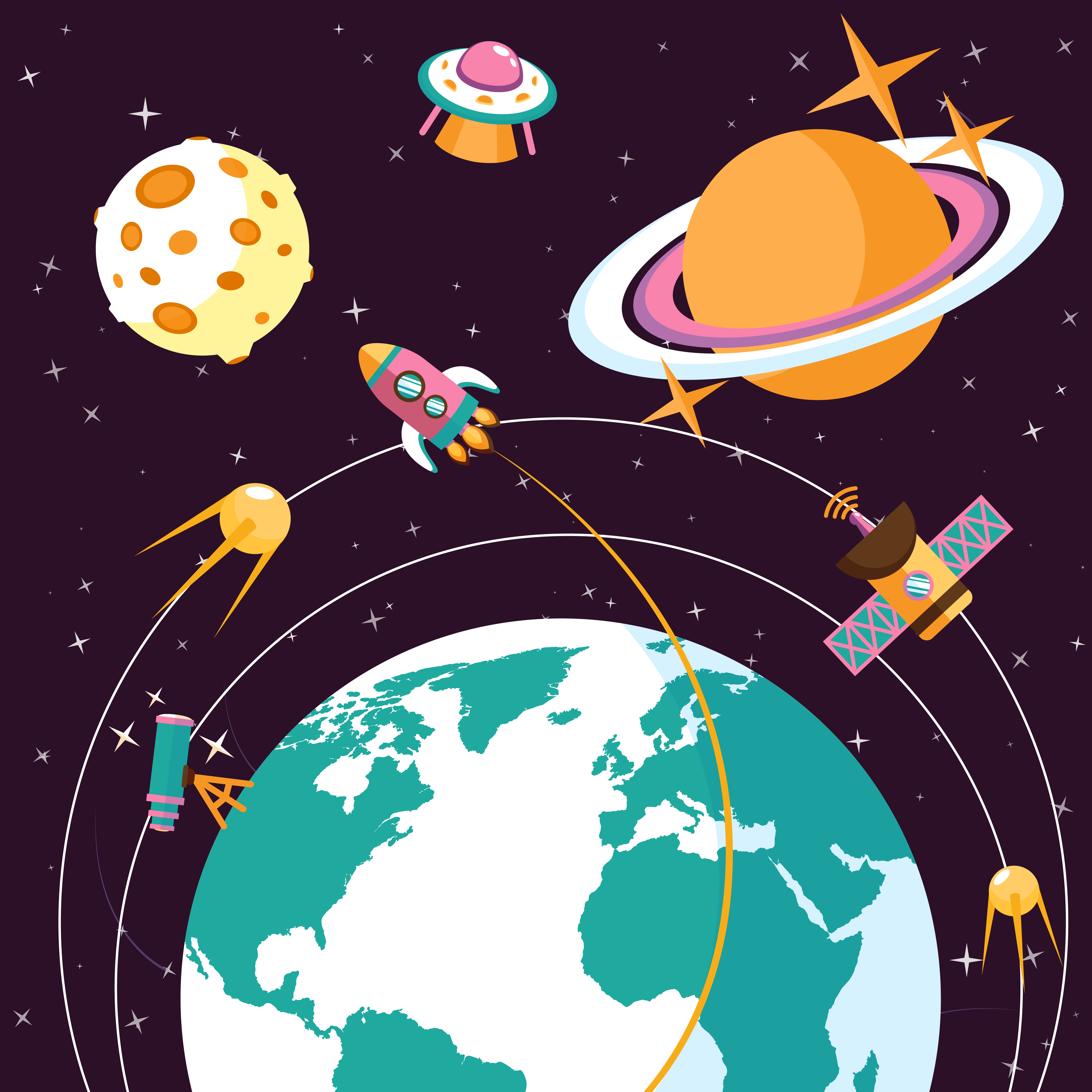 Space flat illustration 438984 Vector Art at Vecteezy