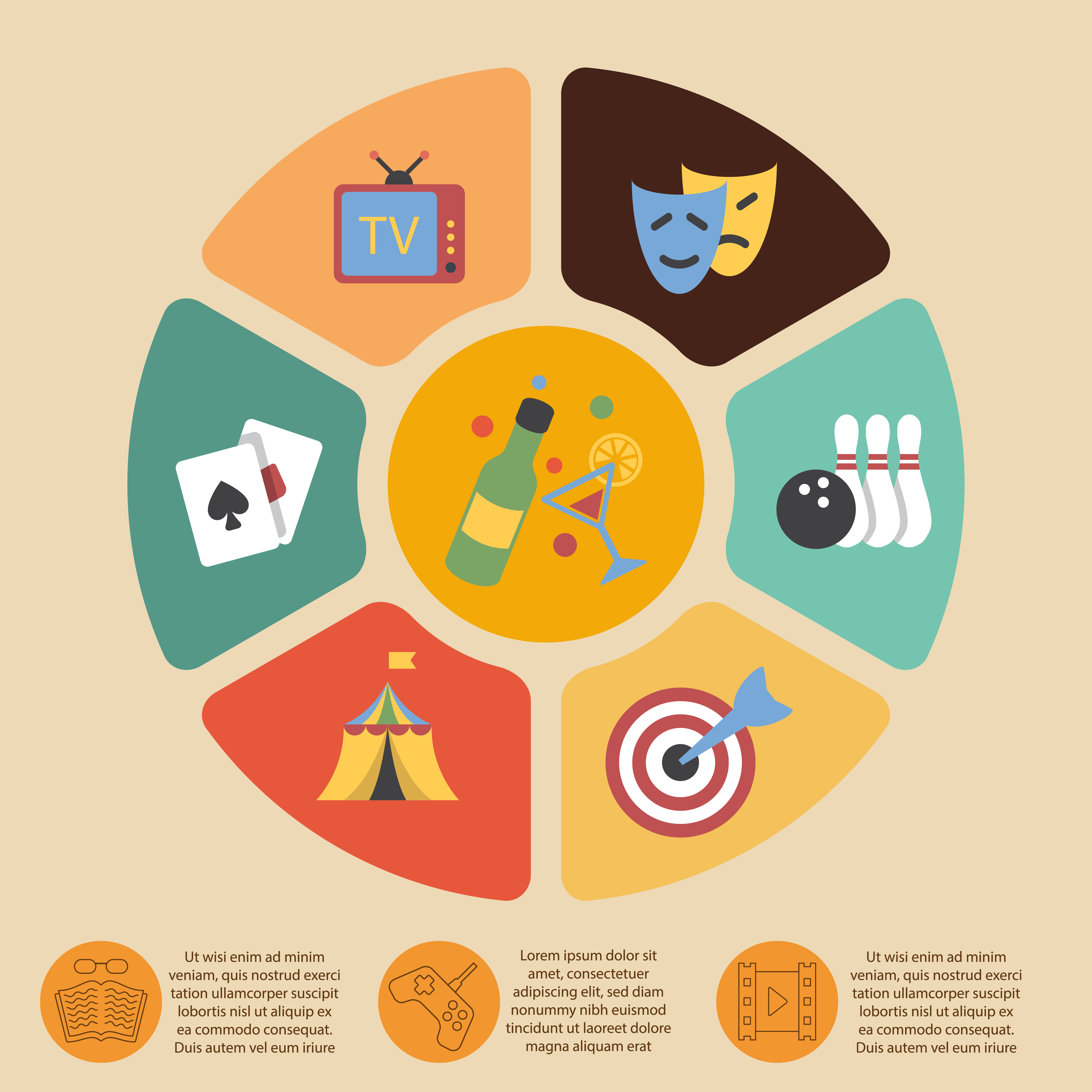 Entertainments infographics set 438990 Vector Art at Vecteezy