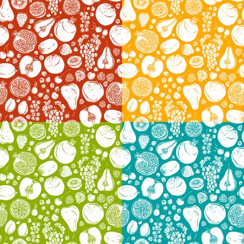 Fruits and berries sketch seamless pattern vector