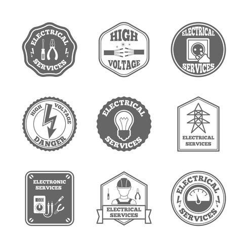 Electricity label set vector