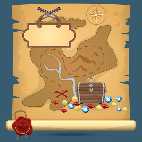 Pirate treasure map vector