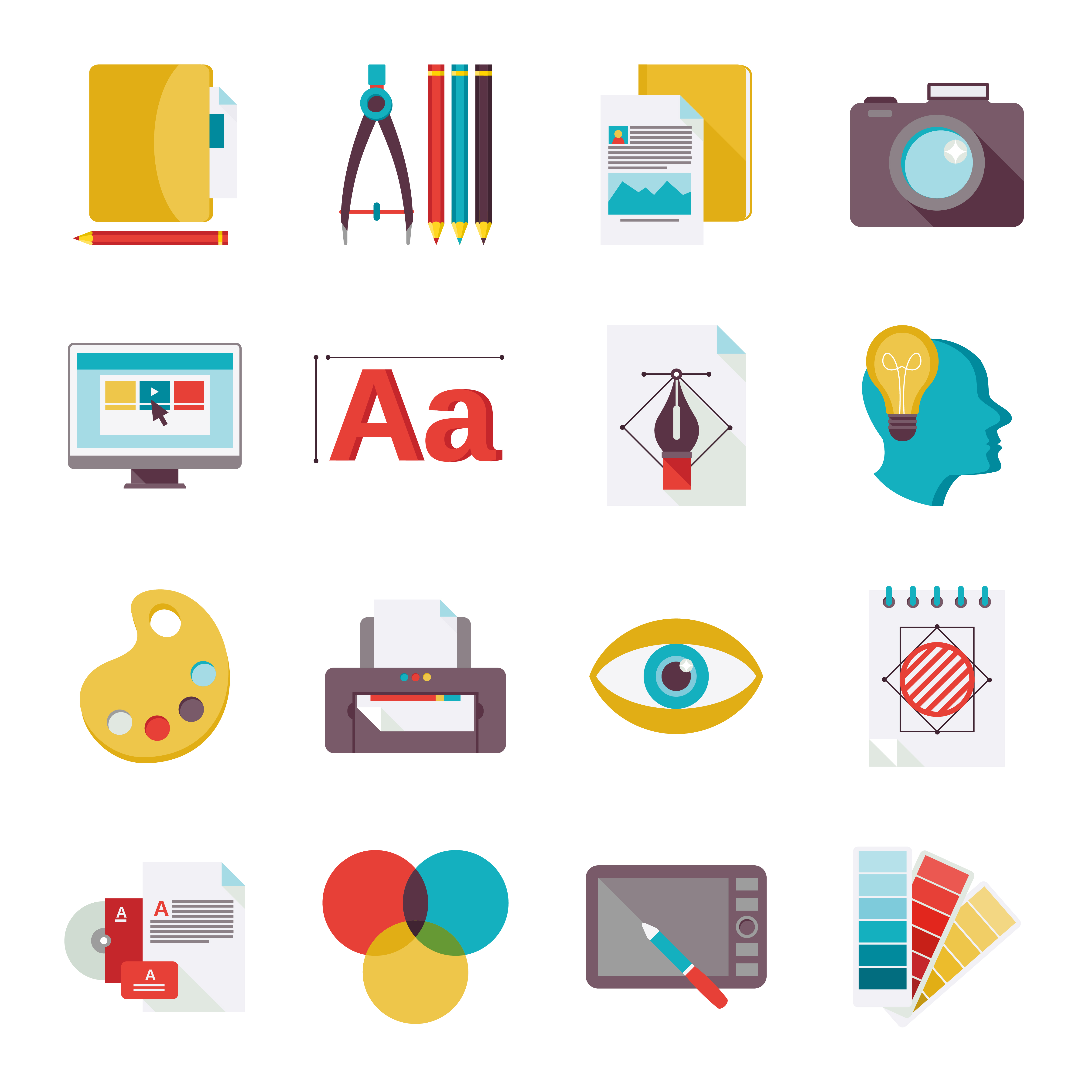 Download Graphic design icons flat - Download Free Vectors, Clipart ...