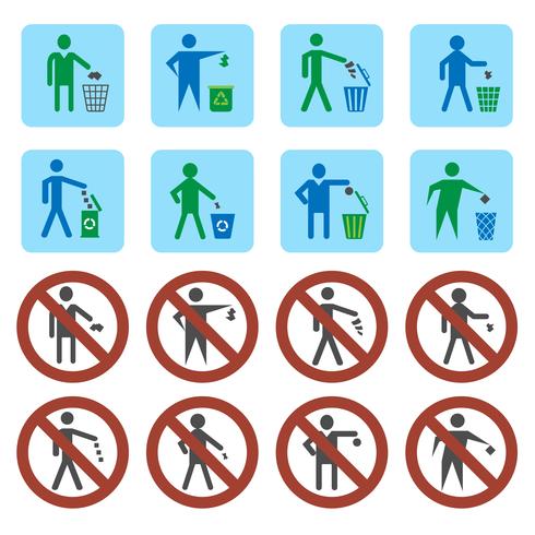 Litter icons set vector