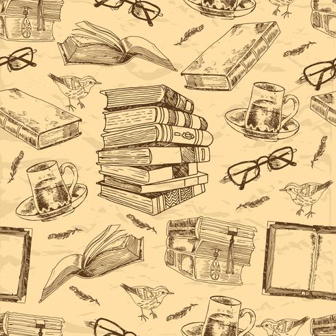 Vintage books seamless pattern vector