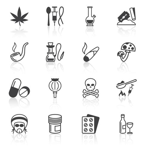 Drogas iconos negro vector