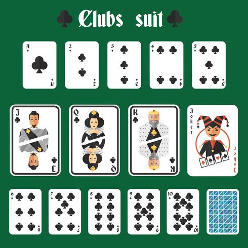 Playing cards clubs set vector