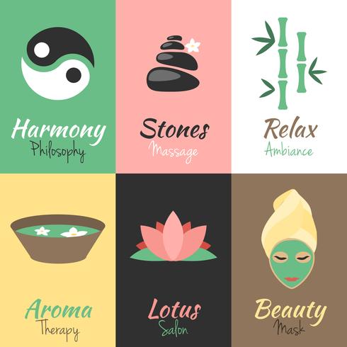 Spa mini posters set vector