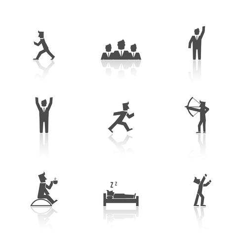 Man Action Icons Set vector