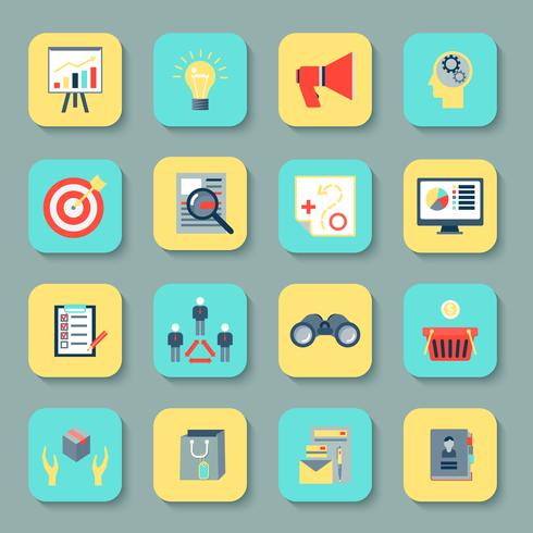 Marketers flat icons set vector