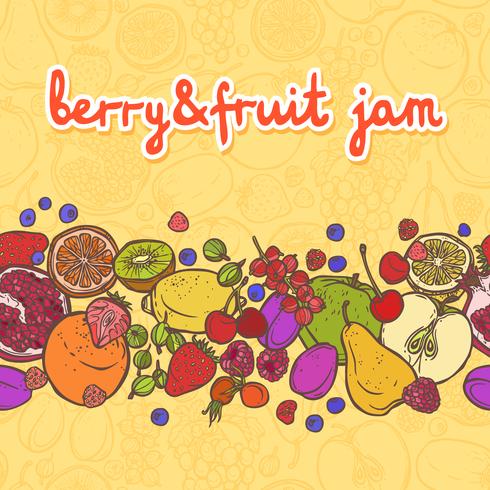 Fruits and berries border horizontal vector