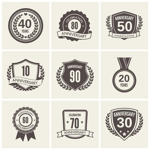 Anniversary label set vector