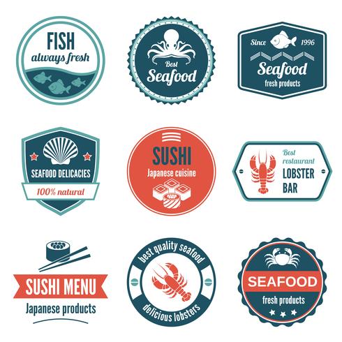 Seafood label set vector