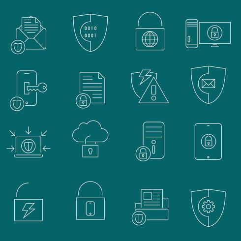 Iconos de seguridad de protección de datos vector