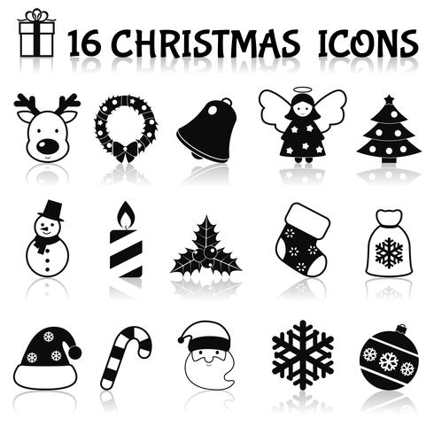 Christmas icons set black vector