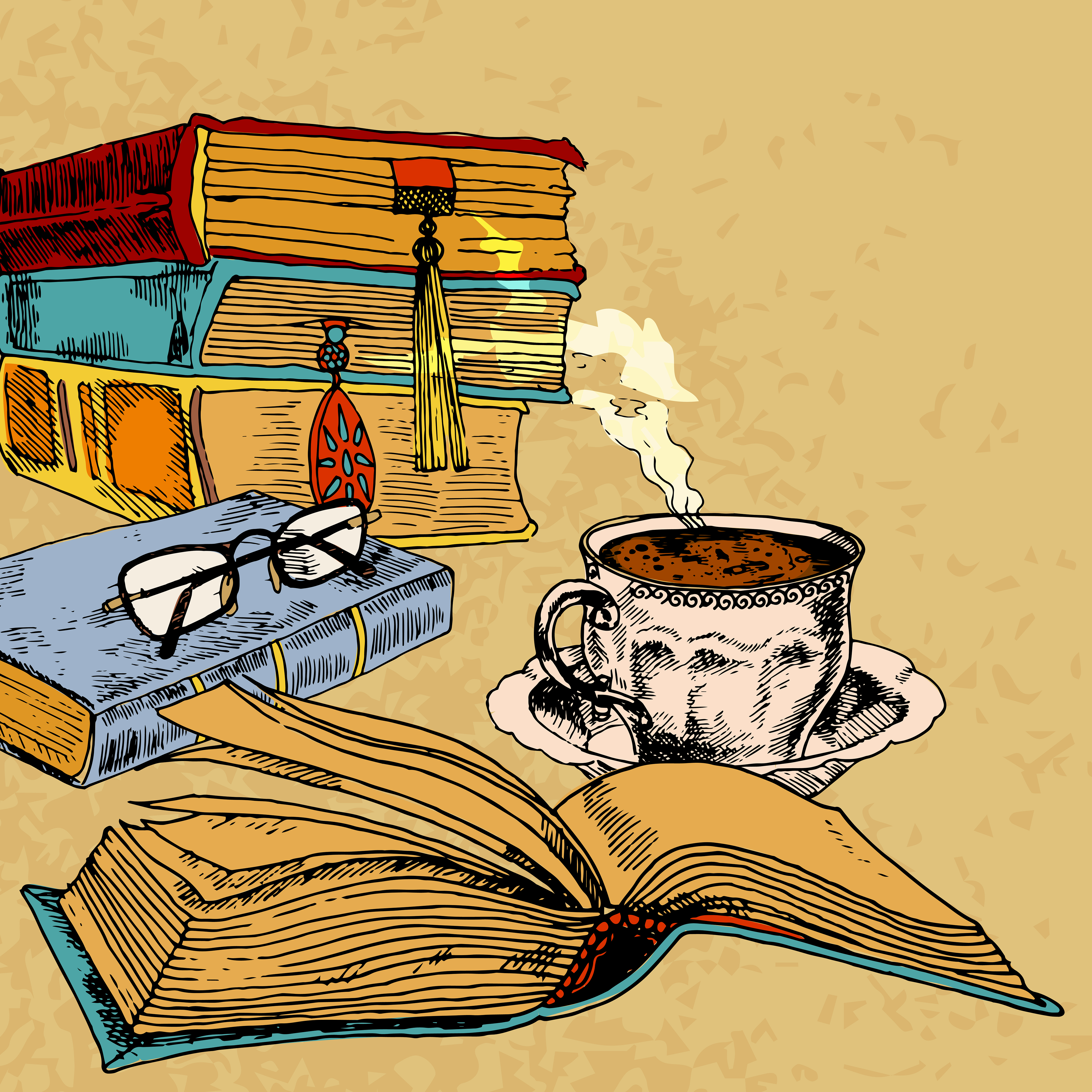 Download Cup of coffee and books - Download Free Vectors, Clipart ...