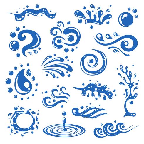 Water splashes icons vector