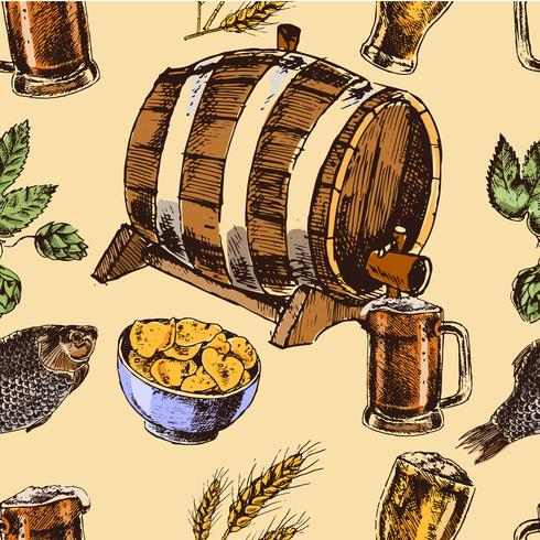 Beer retro seamless pattern vector