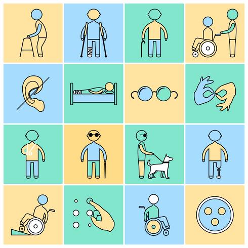 Disabled icons set flat line vector