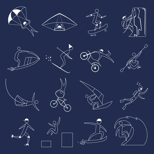 Extreme sports icons outline vector