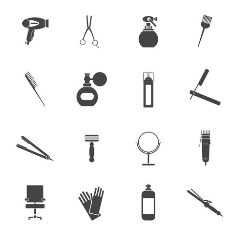 Hairdresser icon set black vector