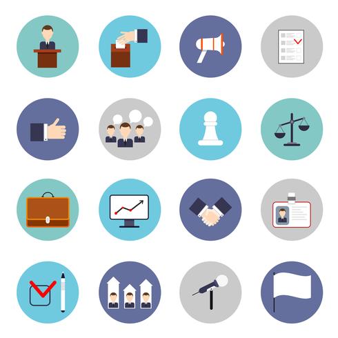 Elections icons flat set vector