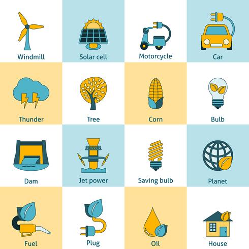 Eco energy icons set vector