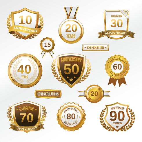 Anniversary label set vector
