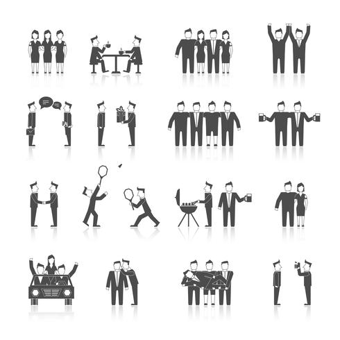 Friends Icons Black vector