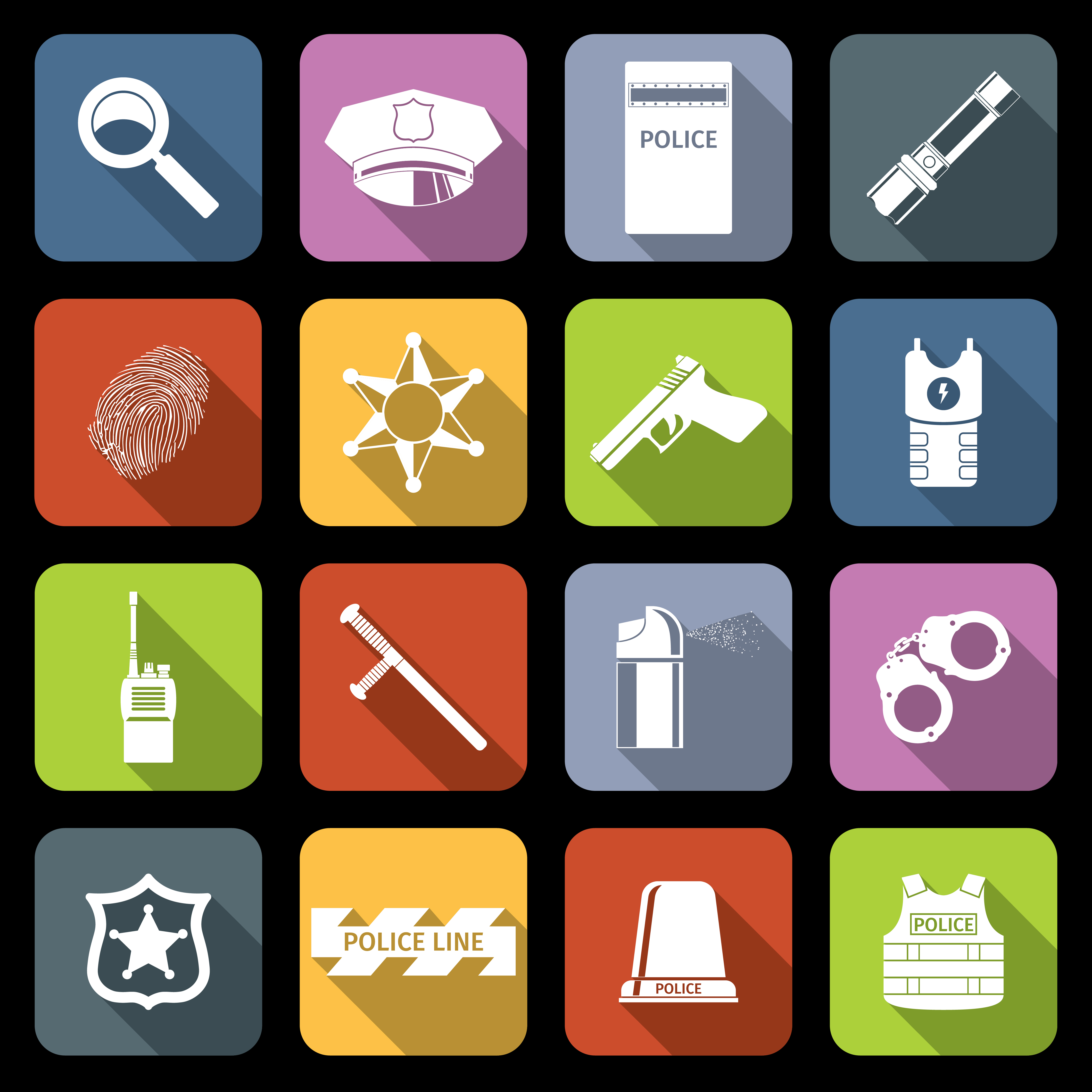 Download Police Icons Set Flat 439259 Vector Art at Vecteezy