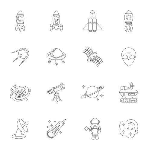 Space icons outline vector