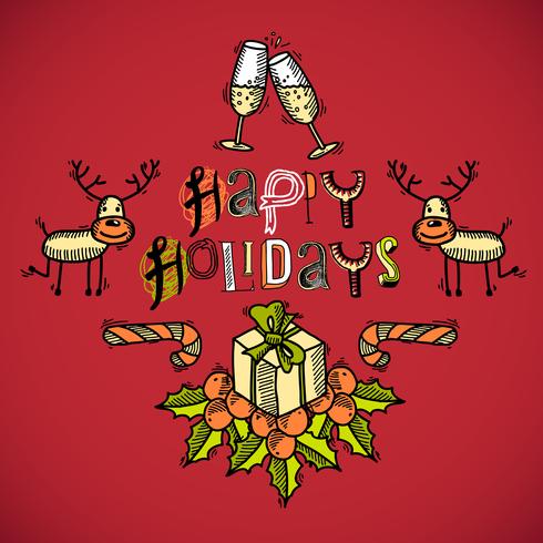 Sketch christmas card vector