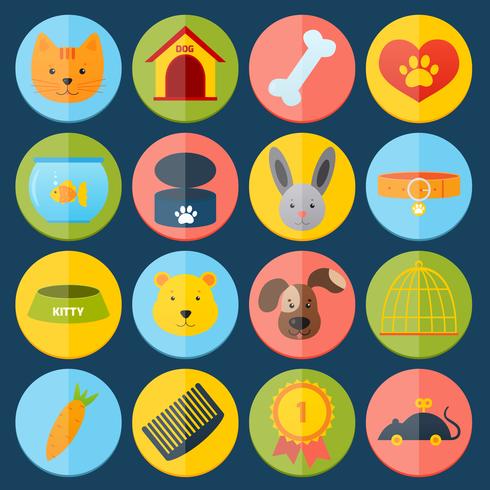 Pets icons set vector