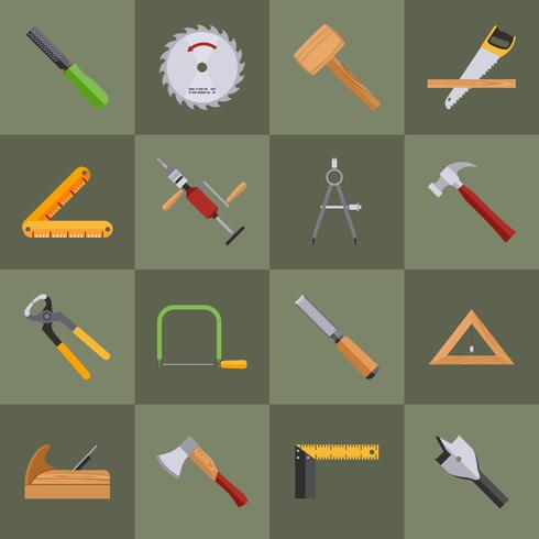 Iconos de herramientas de carpintería vector