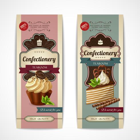 Sweets vintage banners vertical vector